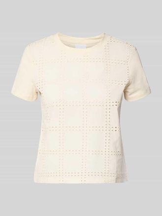 Jake*s T-Shirt mit Lochstickerei in Beige, Gr&ouml;&szlig;e XXL