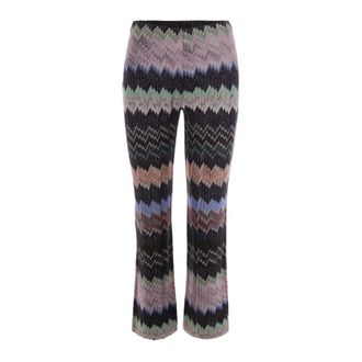 Missoni Wide Trousers, female, Multicolor, Size: XS Snake-Pattern Viscose Lam&eacute; Cropped Trousers