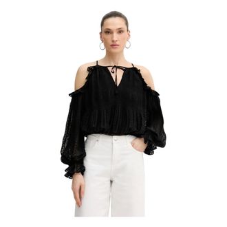 Guess Dames, Blouses & Shirts, Zwart, Maat: S Chiffon