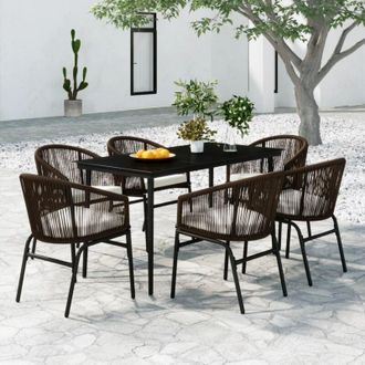 vidaXL Juego De Comedor De Jard&iacute;n 7 Piezas Marr&oacute;n Vidaxl