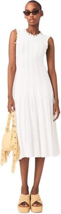 Maje Knit dress with gold jewellery in White at Nordstrom, Size 40 Eu