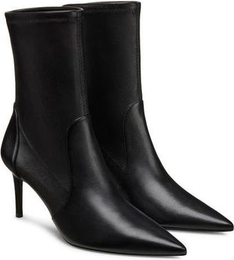 Stuart Weitzman Stuart Pointed Toe Bootie in Black/Black at Nordstrom, Size 7.5