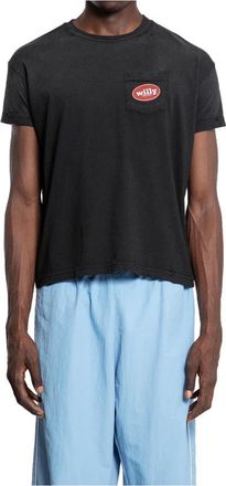 Willy Chavarria Tops, Heren, Zwart, M, Katoen, Chorizo Destroyed Easy Tee