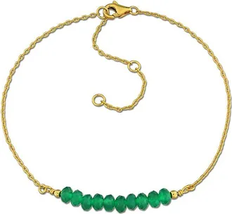 Rina Limor Silver 0.66 Ct. Tw. Green Onyx Bead Bar Bracelet