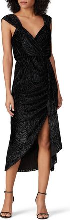 Saylor Farrah Burnout Midi Dress In Black