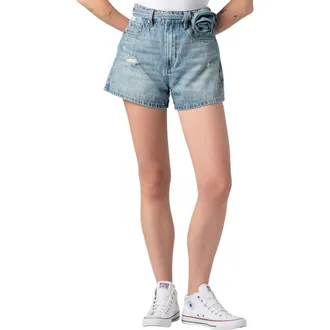 Blank NYC Reeve Rose Tie Waist Denim Shorts in Feeling Rosy at Nordstrom, Size 24