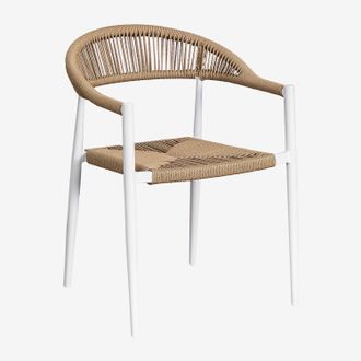 Sklum Sklum - Pack De 4 Sillas De Comedor Apilables Con Reposabrazos En Aluminio Y Rat&aacute;n Sint&eacute;tico Amatria