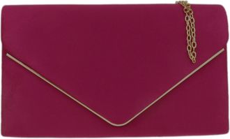 Girly HandBags Womens Faux Suede Clutch Bag Envelope Metallic Frame Handbag Dark rose