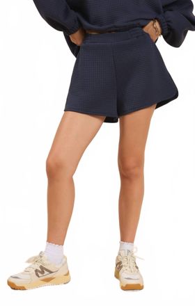 Sadie & Sage Pastime Textured Terry Shorts In Navy