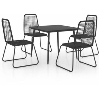 vidaXL 5 Pcs Dining Set Para Black Pvc Vime Garden