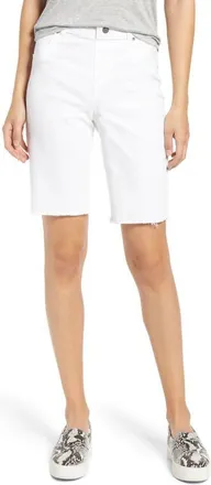 Hue High Waist Bermuda Denim Shorts in White at Nordstrom, Size 3X
