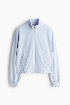 H&M Jacke aus Velours mit Reissverschluss - Hellblau