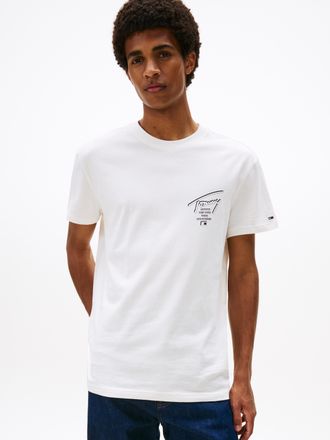 Tommy Jeans T-Shirt TOMMY JEANS TJM SIGN CITY TEE EXT, Herren, Gr. 4XL, weiss (ancient wei&szlig;), Single Jersey, Obermaterial: 100% Baumwolle, regular fit h&uuml;ftbedecke