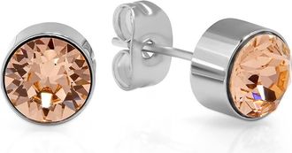 Steeltime 18K Gold Plated April Simulated Birthstone Stud Earrings in Orange at Nordstrom Rack