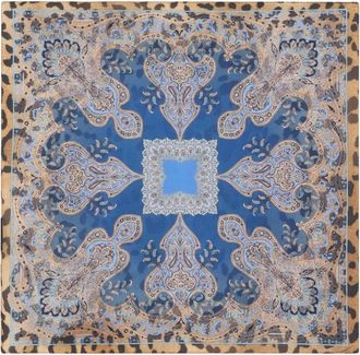 Etro Zijden pochet met dieren paisley-print - Blauw