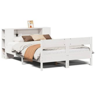Berkfield Home Bookcase Bed without Mattress White 140x190cm Solid Wood Pine | Size: 140x190 cm