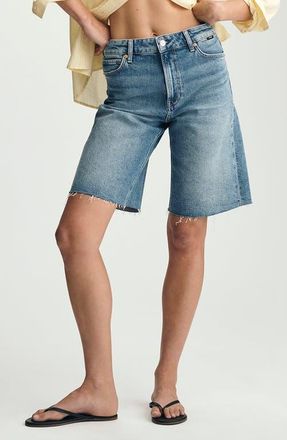Mavi Erika Cutoff Denim Bermuda Shorts in Mid Brushed Classic at Nordstrom, Size 25