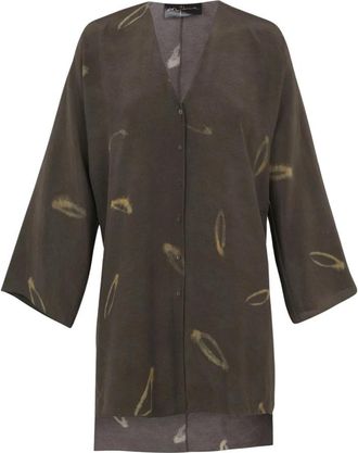 Cortana Irina Printed Silk Shirt - Dames - Tunieken - Groen - XS - Overhemden