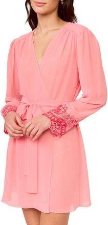 Rya Collection Shoreline Chantilly Lace Embellished Chiffon Wrap in Rosewood at Nordstrom, Size X-Small