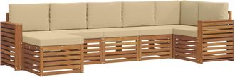 vidaXL Conjunto De Sof&aacute;s De Exterior 7 Uds. Natural Y Beige Vidaxl