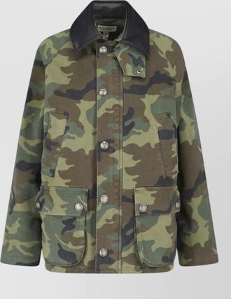Nili Lotan casual jacket high collar camouflage pattern pockets