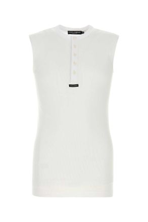 Dolce & Gabbana White Cotton Tank Top