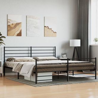 Berkfield Home Metal Bed Frame with Headboard & Footboard Black 183x213 cm