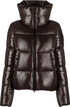 Save The Duck logo-patch padded puffer jacket - women - Nylon/Polyester/Nylon - 4 - Brown