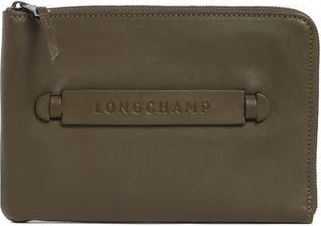 Longchamp Leather Card Case in Khaki at Nordstrom Rack