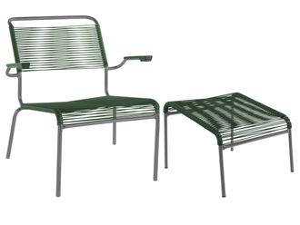 Schubiger M&ouml;bel Spaghetti-Lounger + Hocker S&auml;ntis mit Armlehnen