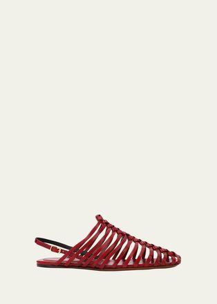 Dries Van Noten Woven Leather Slingback Sandals