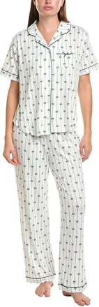 Flora Nikrooz Flora By Flora Nikrooz 2Pc Printed Knit Notch Collar Pajama Set