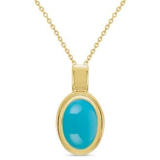 Allurez Oval Natural Cabochon Citrine Pendant Necklace 14K 0.96ct in Turquoise,yellow Gold at Nordstrom, Size 18