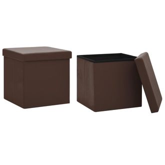 vidaXL Sgabelli Con Contenitore Pieghevoli 2 Pz Marroni In Pvc - Vidaxl