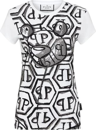 Philipp Plein T-Shirt Pure Teddy Bear - Dames - T-shirts - Wit - S - Katoen - Tops