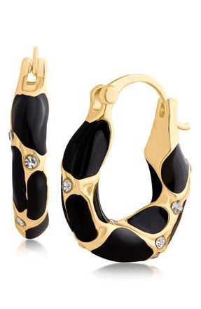Jardin Enamel Cheetah Hoop Earrings in Black/Gold at Nordstrom Rack