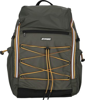 K-Way Structured Green Nylon Backpack with Adjustable Drawstrings