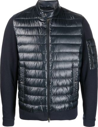Herno padded-panel zipped jacket - men - Cotton/Goose Down/Polyamide/Polyamide/Polyester - 48 - Blue