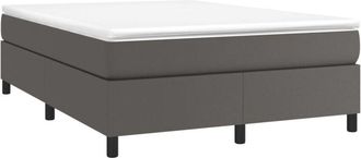 vidaXL Cama Box Spring Con Colch&oacute;n Cuero Sint&eacute;tico Gris 160x200 Cm Vidaxl