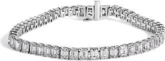 House of Brilliance IGI Certified 14K White Gold 10.0 Cttw Emerald Cut Lab Grown Diamond Tennis Bracelet
