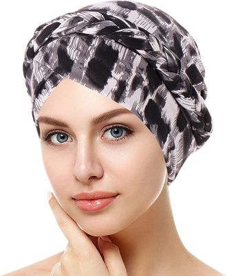 Generic Womens Turban Elegant Flower Headscarf Bandana Elastic Headband Beanie Hijab Chemo Hat Islamic Headwear Muslim Headdress Chemotherapy Cap Headwear for