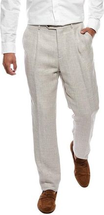 Brunello Cucinelli Beige Linen Wool Tailored Trousers, Brand Size 56 (US Size 40)