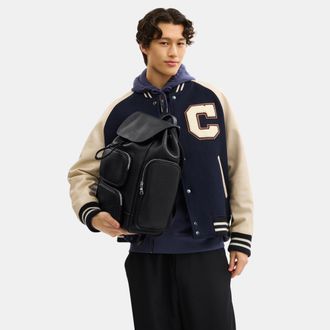 Coach Mens Finn Backpack - Black Leather - One Size