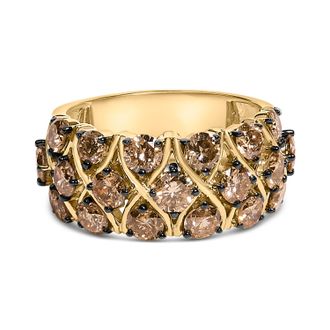 House of Brilliance 10K Yellow Gold Plated.925 Sterling Silver 3.0 Cttw Champagne Diamond Multi Lattice Band Ring