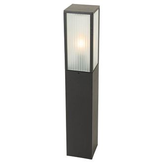 QAZQA Qazqa - Standing Outdoor Lamp Black with Ribbed Glass 80 cm IP44 - Charlois