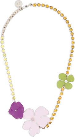 Marni Enamel Flower Rhinestone Necklace - Dames - Kettingen - Veelkleurig - ONE Size - Leer - Accessoires