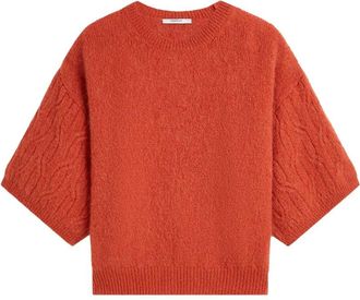 Summum Boxy Sweater Mohair Wol Blend Gebreid - Dames - Ronde hals truien - Rood - XL - Wol - Truien & Vesten