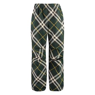 Burberry Wide Trousers, male, Green, Size: S Technical Fabric Pants