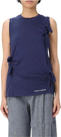 Elisabetta Franchi Blouse van kant met ruches - Dames - Tops zonder mouwen - Blauw - S - Tops