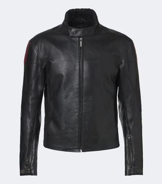 Gucci Chaqueta biker de piel con Web